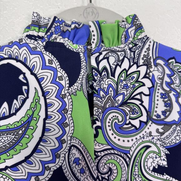 Jude Connally Top Women XS Paisley Mylie Ruffle Mock Neck Made Floral Office NEW - Picture 7 of 11